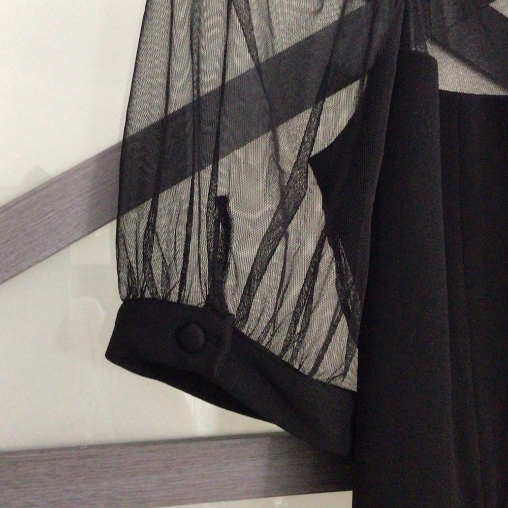 Maggy London Black Dress with Sheer Sleeves - Picture 10 of 12